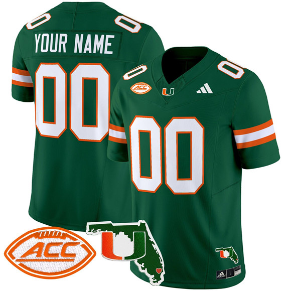 Men's Miami Hurricanes Active Player Custom Green 2024 F.U.S.E. Florida Patch Vapor Limited Stitched Football Jersey